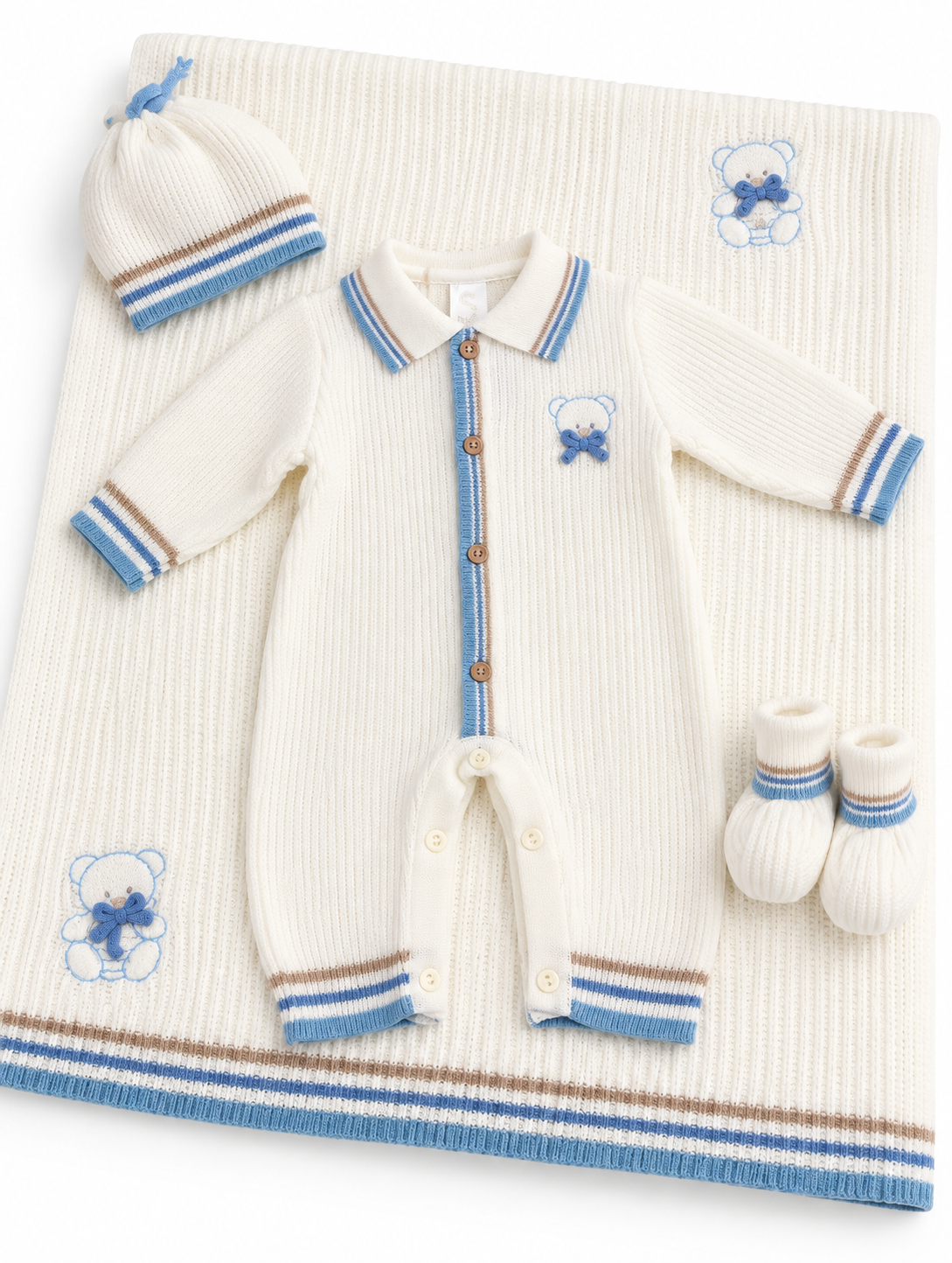 Completo Neonato in Maglia con Copertina – Prime Emozioni 4050F