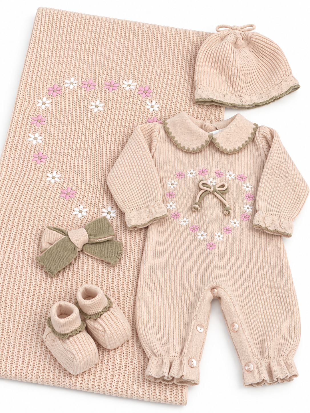 Completo Neonata in Maglia con Copertina – Prime Emozioni 4020C