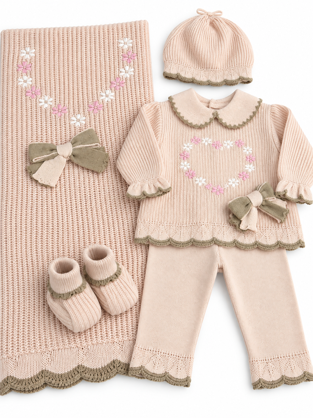 Completo Neonata in Maglia con Copertina – Prime Emozioni 4020C