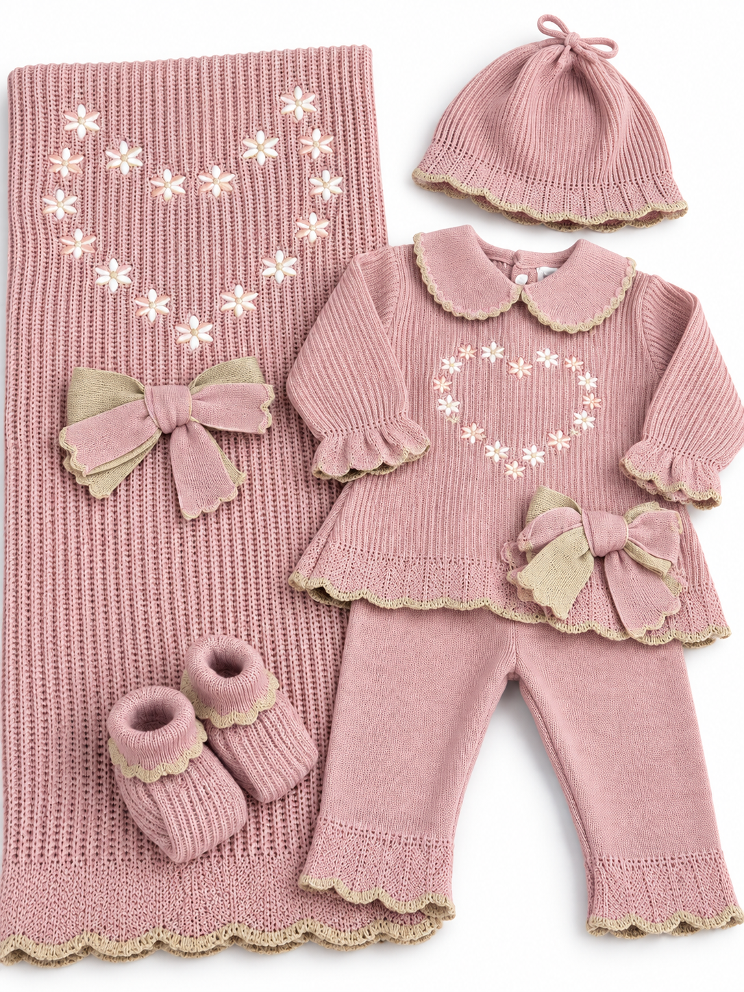 Completo Neonata in Maglia con Copertina – Prime Emozioni 4020C