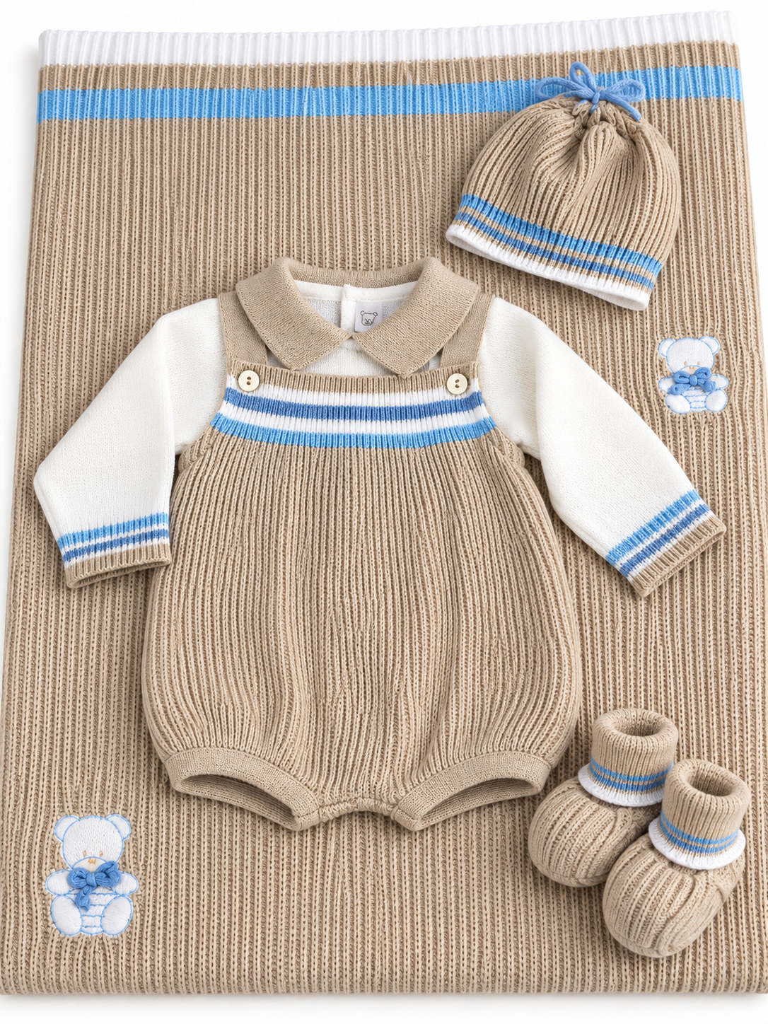 Pagliaccetto Neonato in Maglia con Copertina – Prime Emozioni 4050F