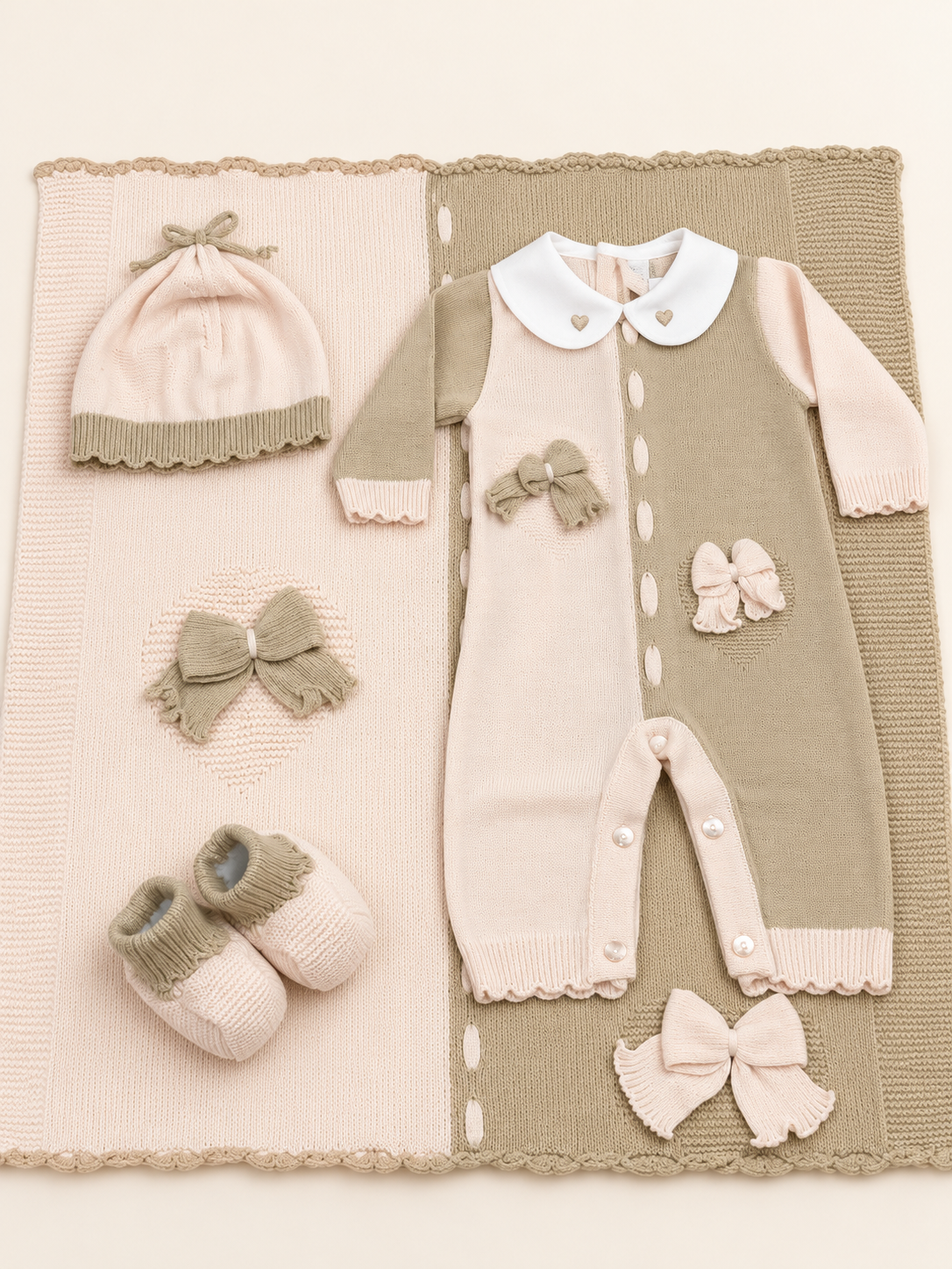 Completo Neonata in Maglia con Copertina – Prime Emozioni 4010B