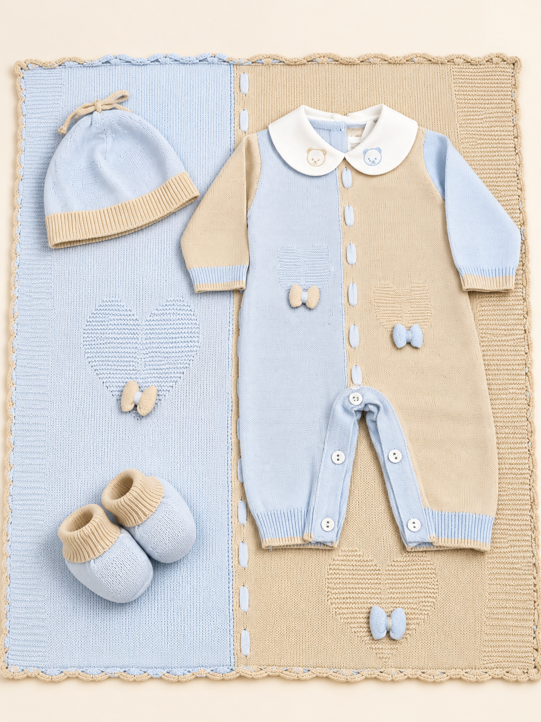 Completo Neonato in Maglia con Copertina – Prime Emozioni 4060G
