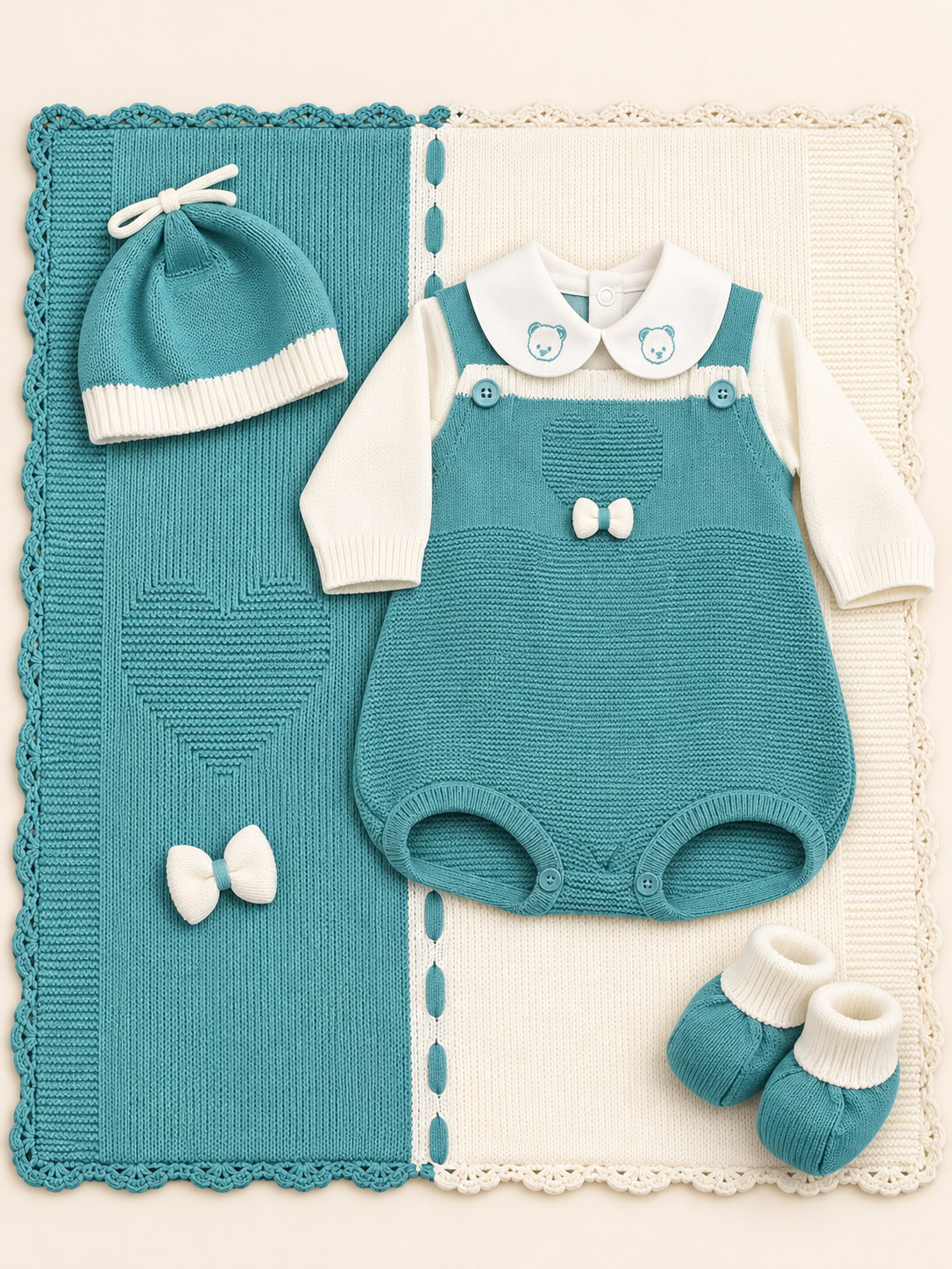 Pagliaccetto Neonato in Maglia con Copertina – Prime Emozioni 4060G