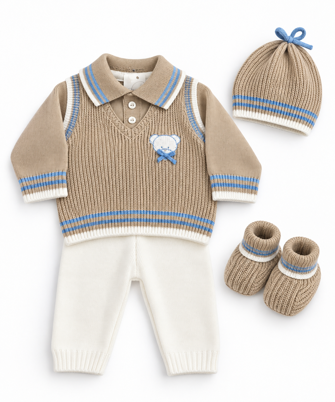 Completo clinico neonato con cappellino e scarpine prime emozioni 4053F