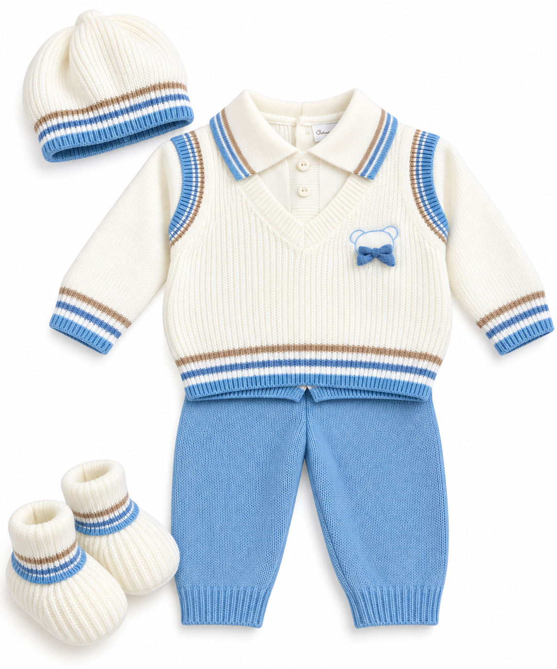 Completo clinico neonato con cappellino e scarpine prime emozioni 4053F