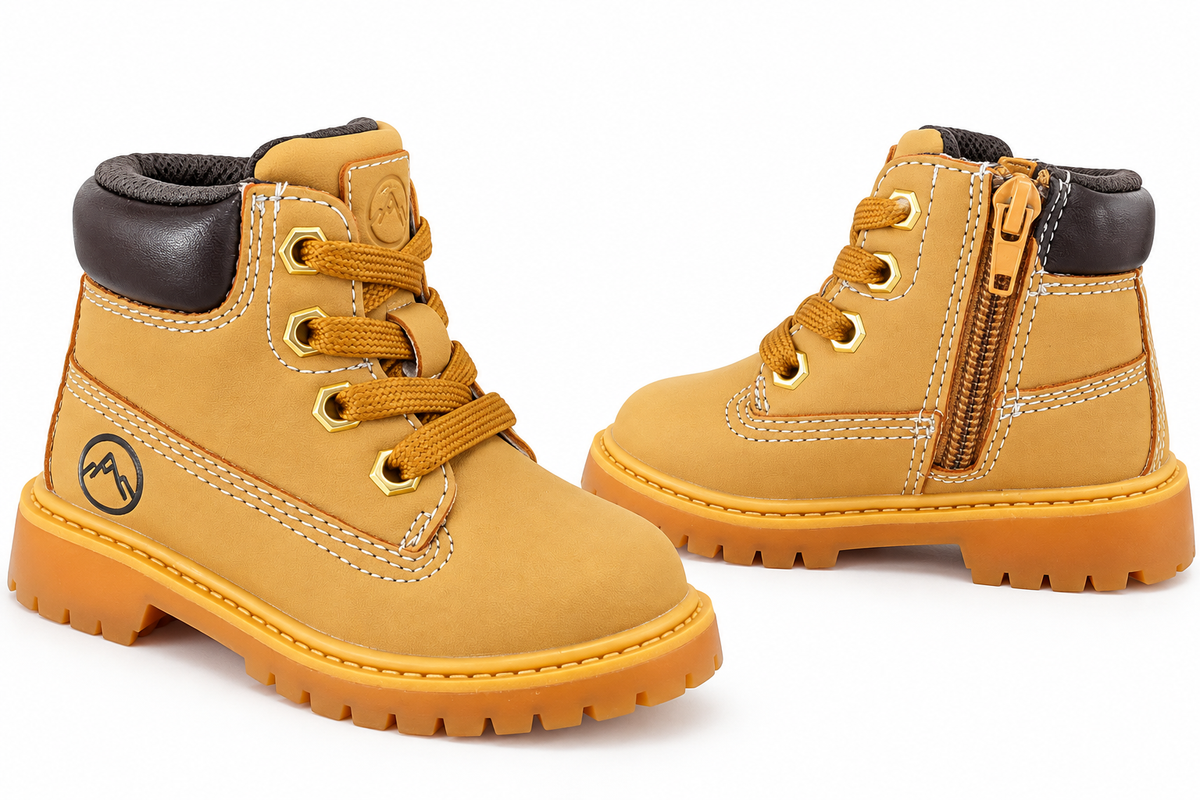 Stivaletti Bambino modello Timberland con Lacci e Zip Laterale