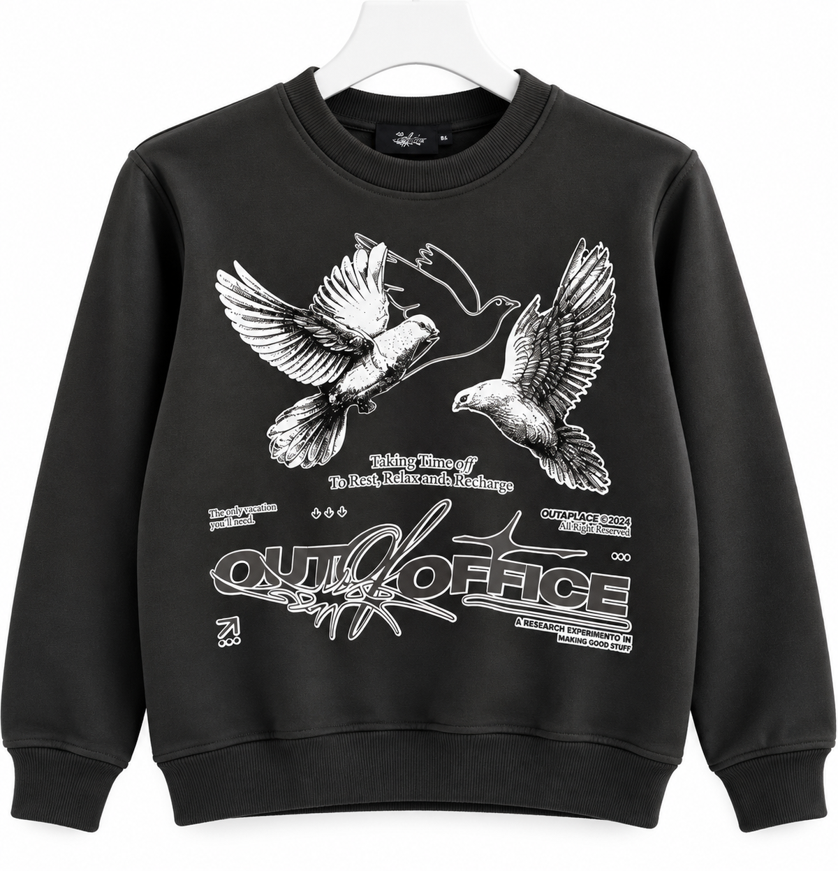 Felpa Bambino Nera con Stampa Doves Out of Office 352