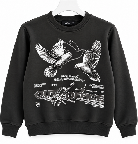 Felpa Bambino Nera con Stampa Doves Out of Office 352