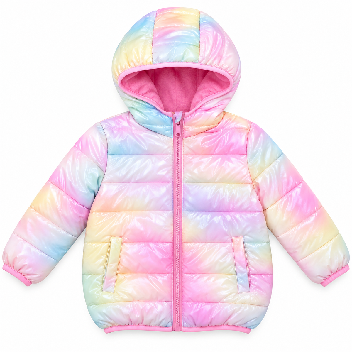 Giubbotto Bambina Imbottito Iridescente con Cappuccio