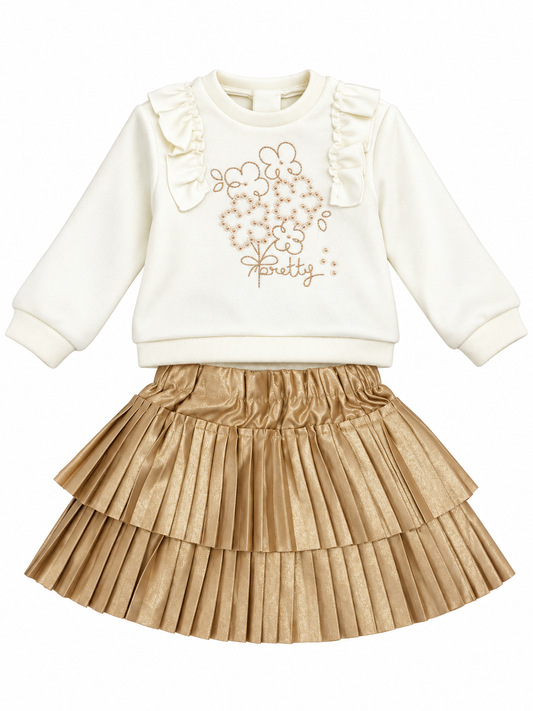 Completo neonata con gonna a balze 2227