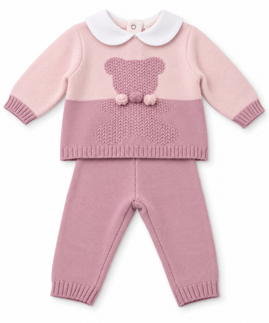 Completo Neonato in Maglia con Orsetto Ricamato 0921 LOLLITOP