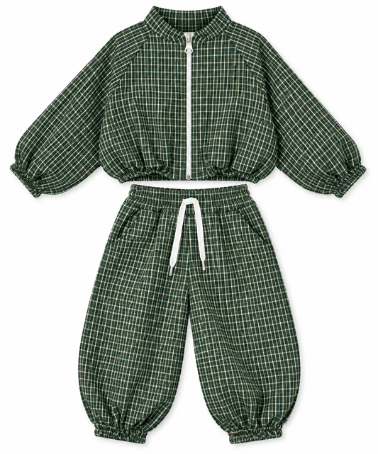 Completo pic nic Bambina a Quadri con Giubbino e Pantalone 26602