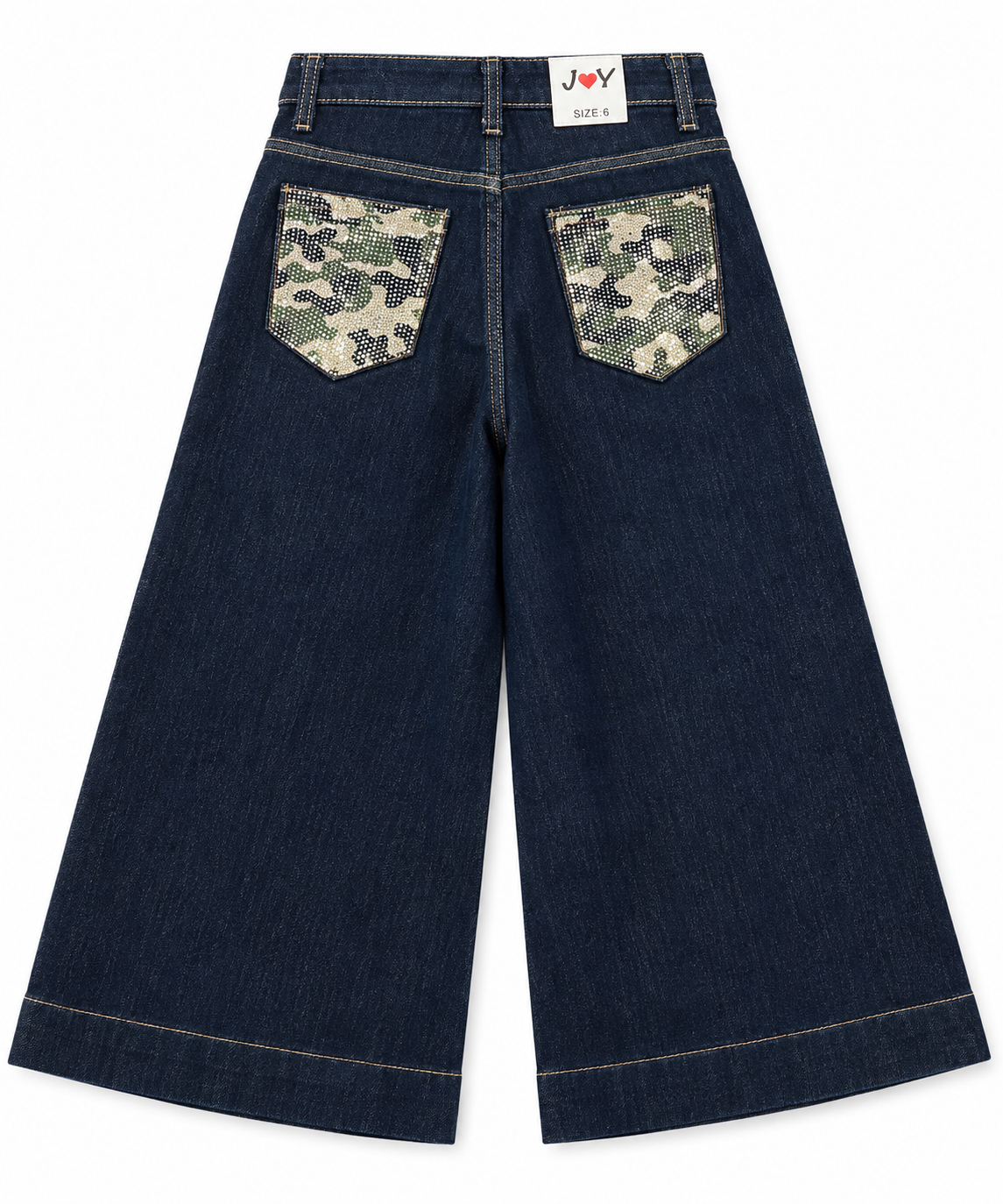 Jeans Bambina a Palazzo con Tasche Decorate 995