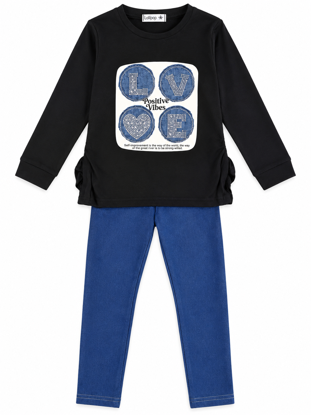 Completo caldo cotone effetto jeans