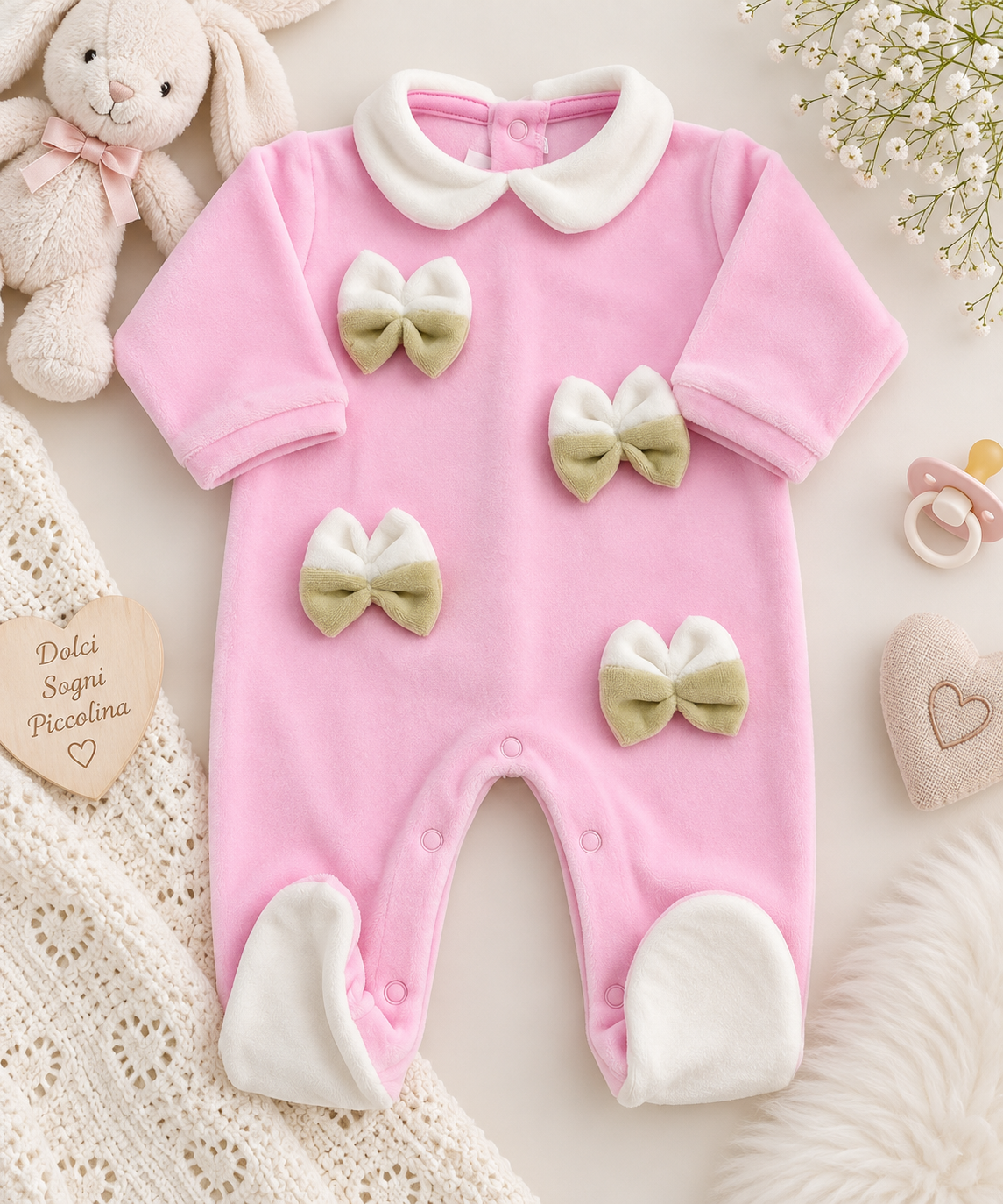 Tutina neonata in ciniglia con fiocchi 🎀 0051 Giubebè