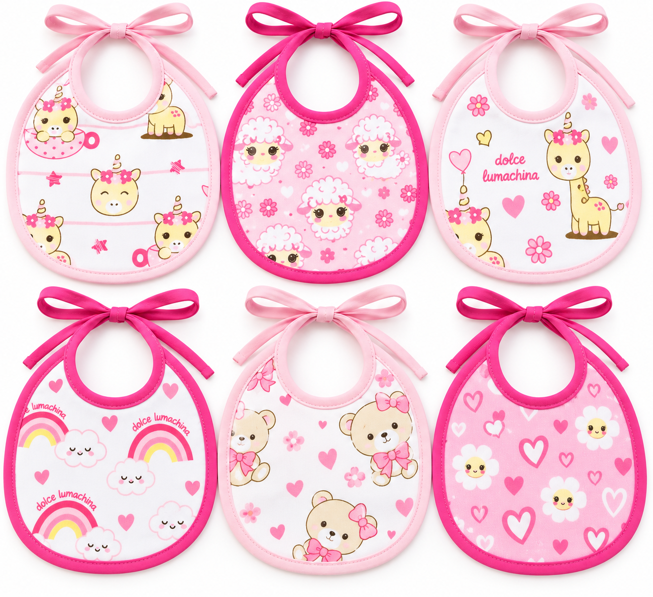 Bavaglini cotone neonata/o – 6 pezzi