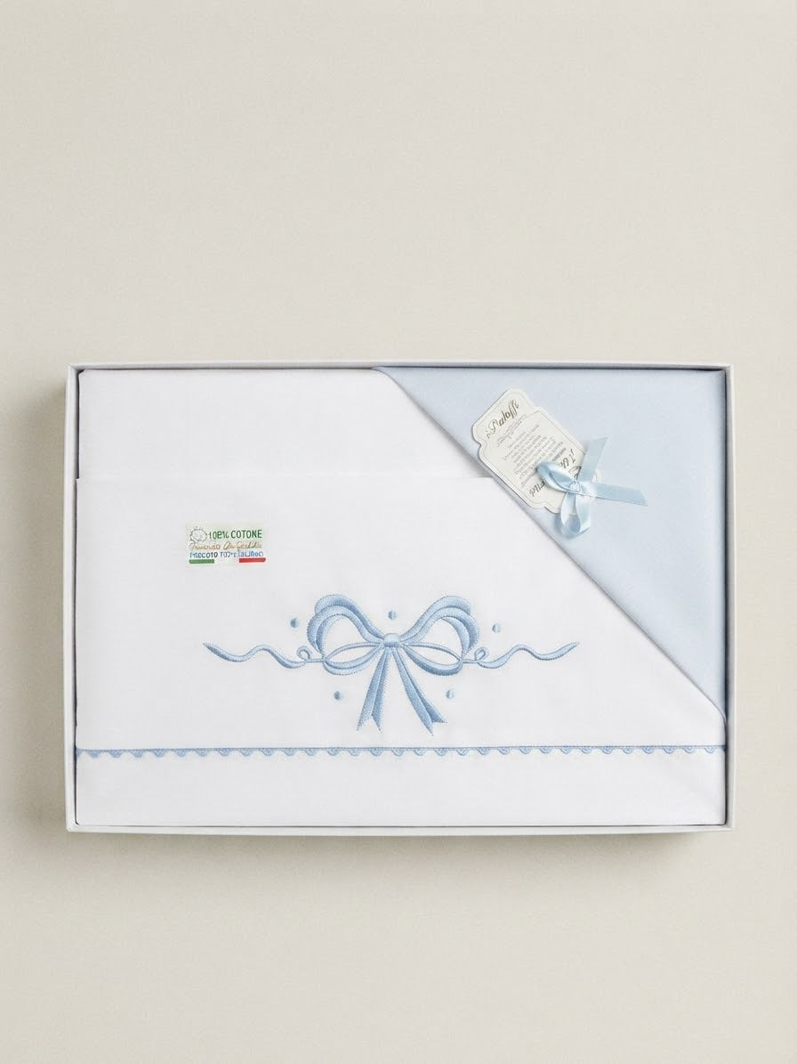 Lenzuola lettino batuffolini fiocco 161