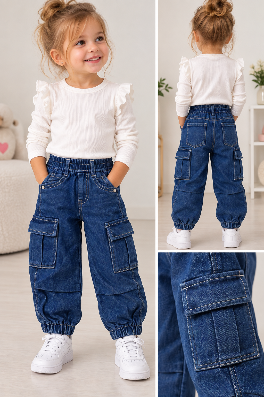 Jeans bimba cargo 9075