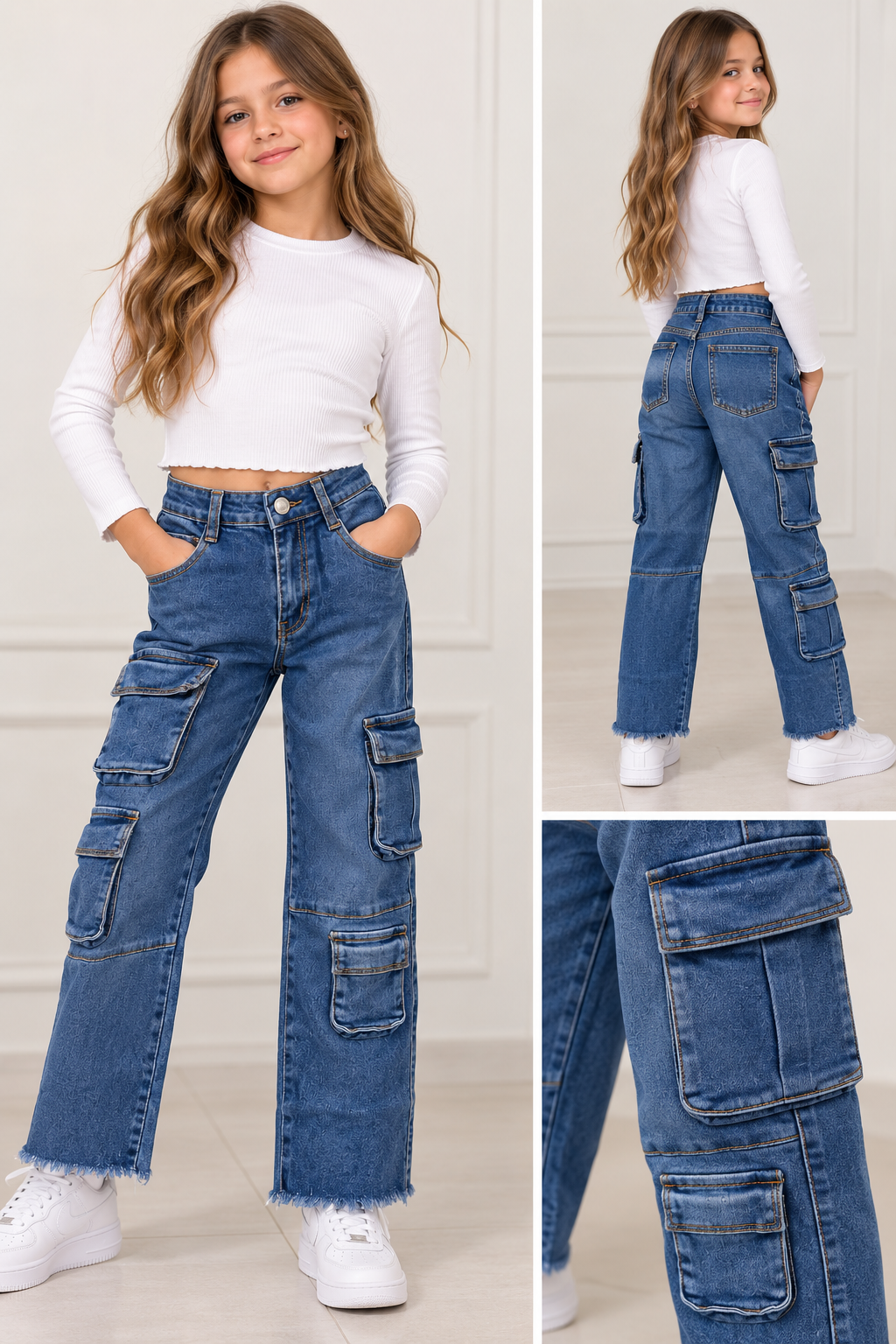 Jeans cargo bimba 9075