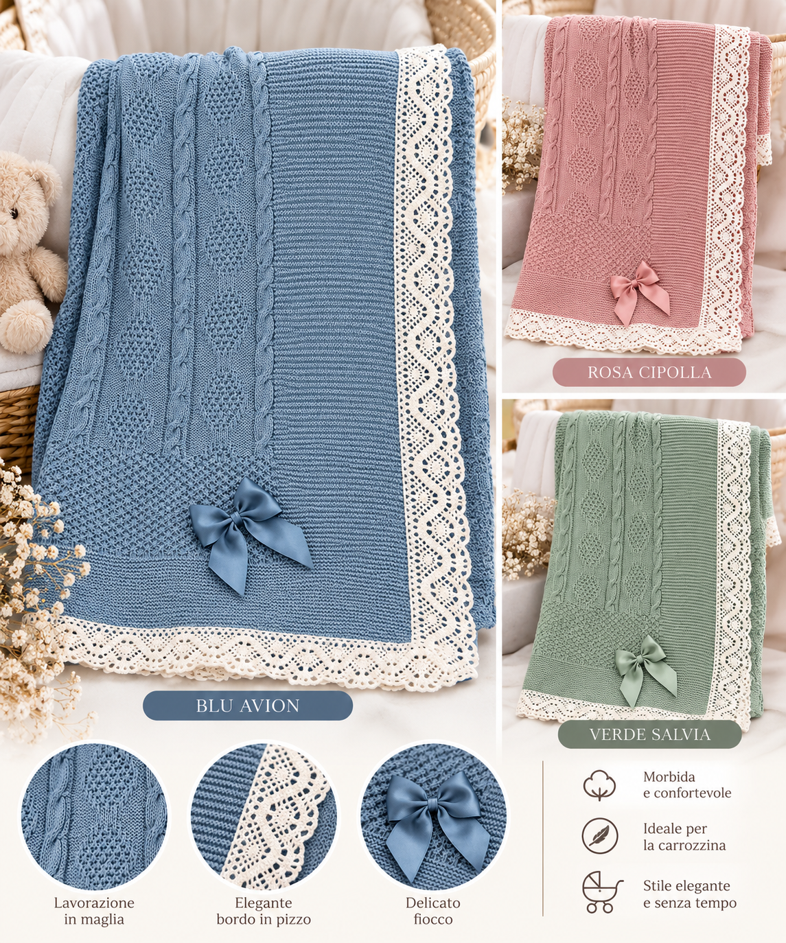 Coperta carrozzina fiocco Fruit neonato/a