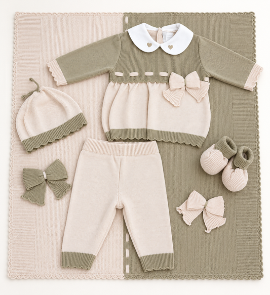 Completo Neonata in Maglia con Copertina – Prime Emozioni 4010B