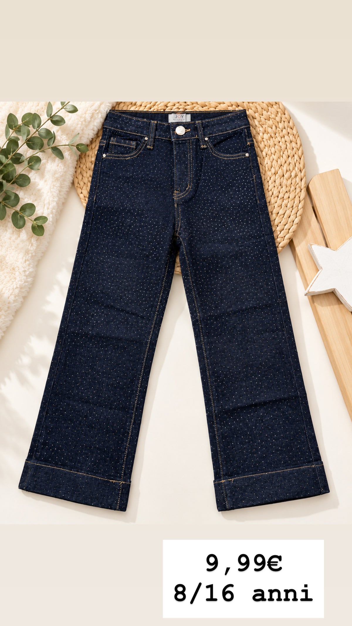 Jeans strass fondo largo